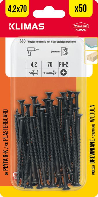 4,2x70mm - 1 Karton (9x50 ks) - Vrut do sádrokartonu a dřeva, BGD
