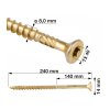 6459 2 tx 8x240mm 50 ks skrutky vruty do dreva so zapustenou hlavou wkcs