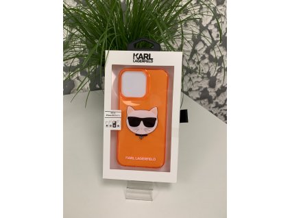 Karl Lagerfeld TPU Choupette Head Kryt pro iPhone 13 Pro Fluo Orange