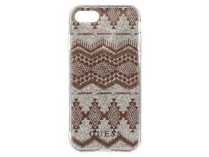 Guess Ethnic Chic Tribal 3D TPU Pouzdro Taupe pro iPhone 7 8 SE2020