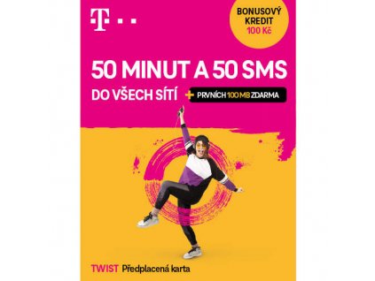 T MOBILE TWIST SIM KARTA 50 MIN a 50 SMS