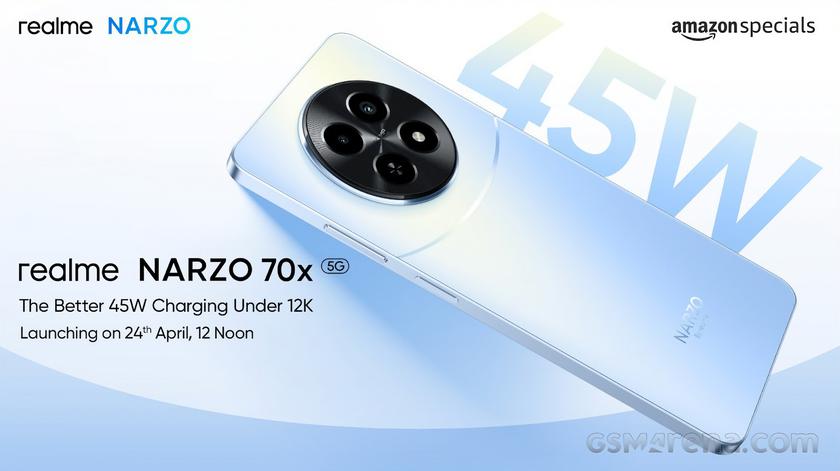 realme Narzo 70x 5G s 50MP fotoaparátem a 45W nabíjením bude mít premiéru 24 dubna