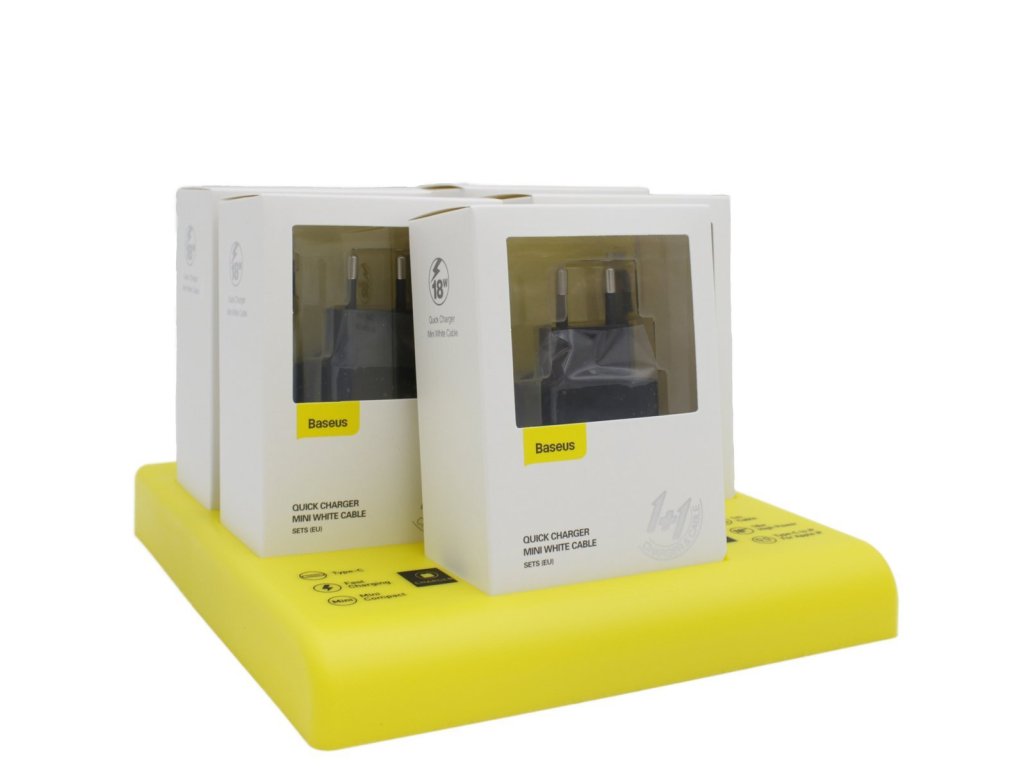 Baseus Charger USB Type C Power Delivery 18 W 3 A + USB Type C Cable - Lightning 2,4 A 1 m Black 5pcs