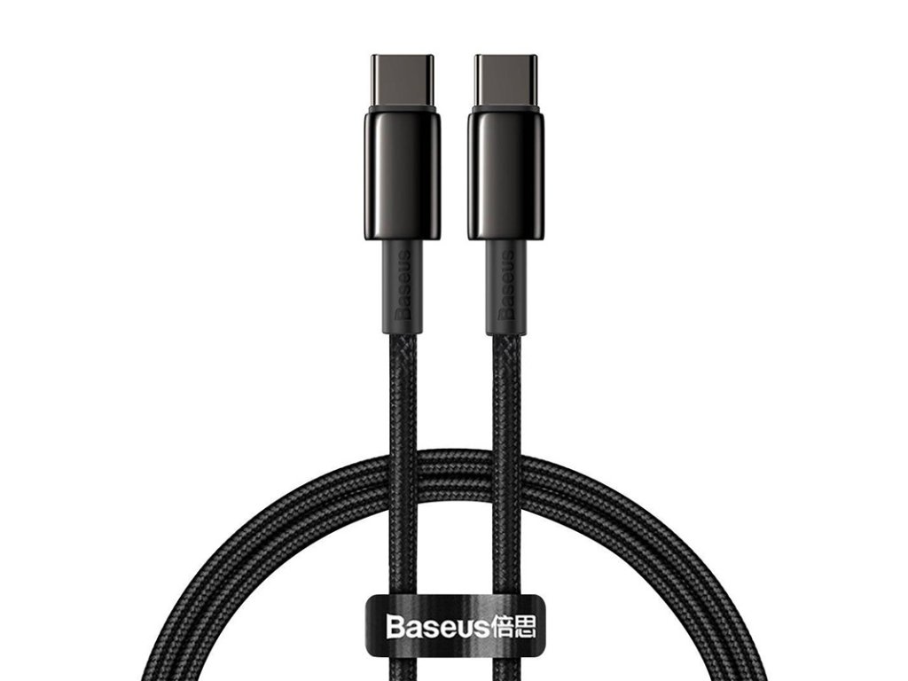 Zlatý kabel Baseus Tungsten Type-C na Type-C 100W 2m (černý)