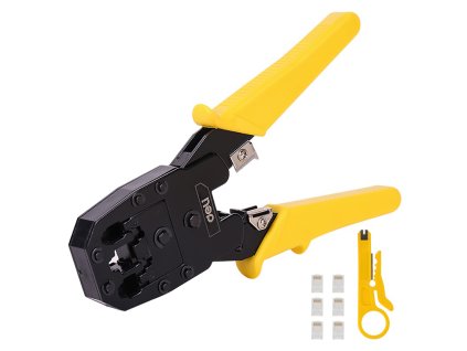 Ethernetové krimpovací kleště 4/6/8P RJ45/RJ14/RJ12/RJ9 Deli Tools EDL2468 (žluté)