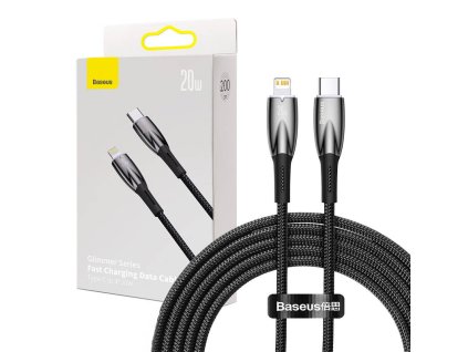 Kabel USB-C pro Lightning Baseus řady Glimmer, 20 W, 2 m (černý)