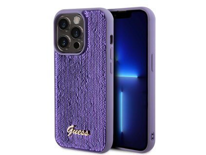 Guess Sequin Script Logo kryt pro iPhone 14 Pro Max Fialová