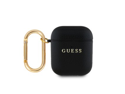 Guess PU Grained Classic Logo obal pro AirPods 1/2 Černá