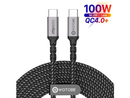 WOTOBE opletený nabíjecí a datový kabel USB-C (2m) - Černá