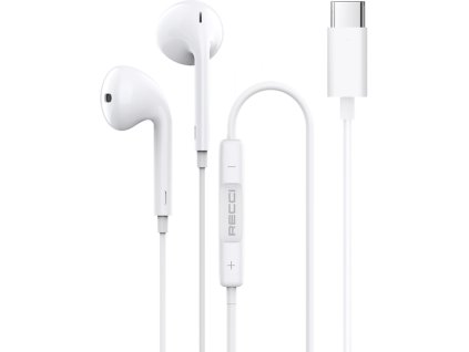 Drátová sluchátka Recci REP-L27 s konektorem USB-C - Bílá