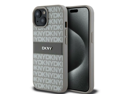 DKNY PU Leather Repeat Pattern Tonal Stripe kryt pro iPhone 15