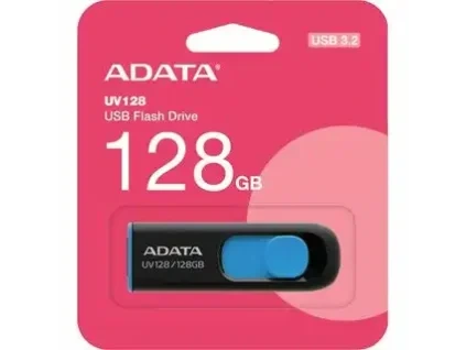 ADATA Flash Disk 128GB UV128, USB 3.1 Dash Drive (R:90/W:40 MB/s) černá/modrá
