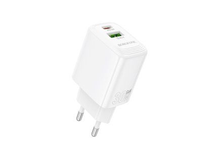 Borofone BN29 dual (USB-A/USB-C) adaptér (30 W) Bílá