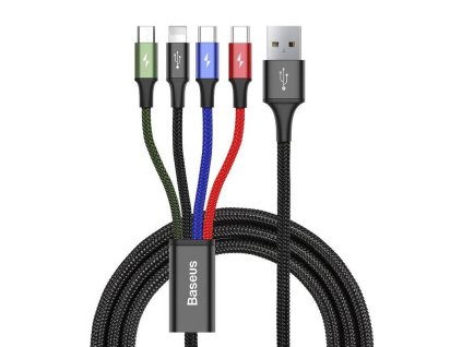 Baseus Fast USB kabel 4v1 2xUSB-C / Lightning / Micro 3,5A 1,2m - černý