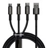 Kabel USB 3v1 Baseus Tungsten Gold, USB na micro USB / USB-C / Lightning, 3,5 A, 1,5 m (černý)