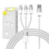 Kabel 3v1 USB Baseus řady StarSpeed, USB-C + micro + Lightning 3,5A, 1,2 m (bílý)