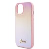 Guess PU Leather Iridescent Metal Script Zadní Kryt pro iPhone 15 Pink