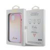 Guess PU Leather Iridescent Metal Script Zadní Kryt pro iPhone 15 Pink