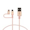 Ksix nabíjecí a datový kabel 2v1 Micro-USB/lightning na USB, kovový, latá