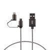 Ksix nabíjecí a datový kabel 2v1 Micro-USB/lightning na USB, kovový, latá