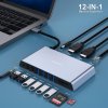 BENFEI USB-C HUB 12v1: HDMI, USB 3.0, SD/TF čtečka, Ethernet a audio (šedá)