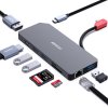 BENFEI USB-C HUB 9v1: HDMI, DisplayPort, USB-A, USB-C, SD/TF čtečka a Ethernet (černý)