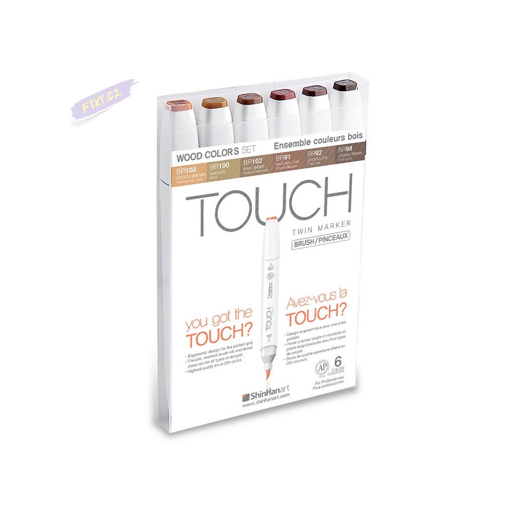 TOUCH TWIN Brush Marker 6c SET [WOOD COLORS]