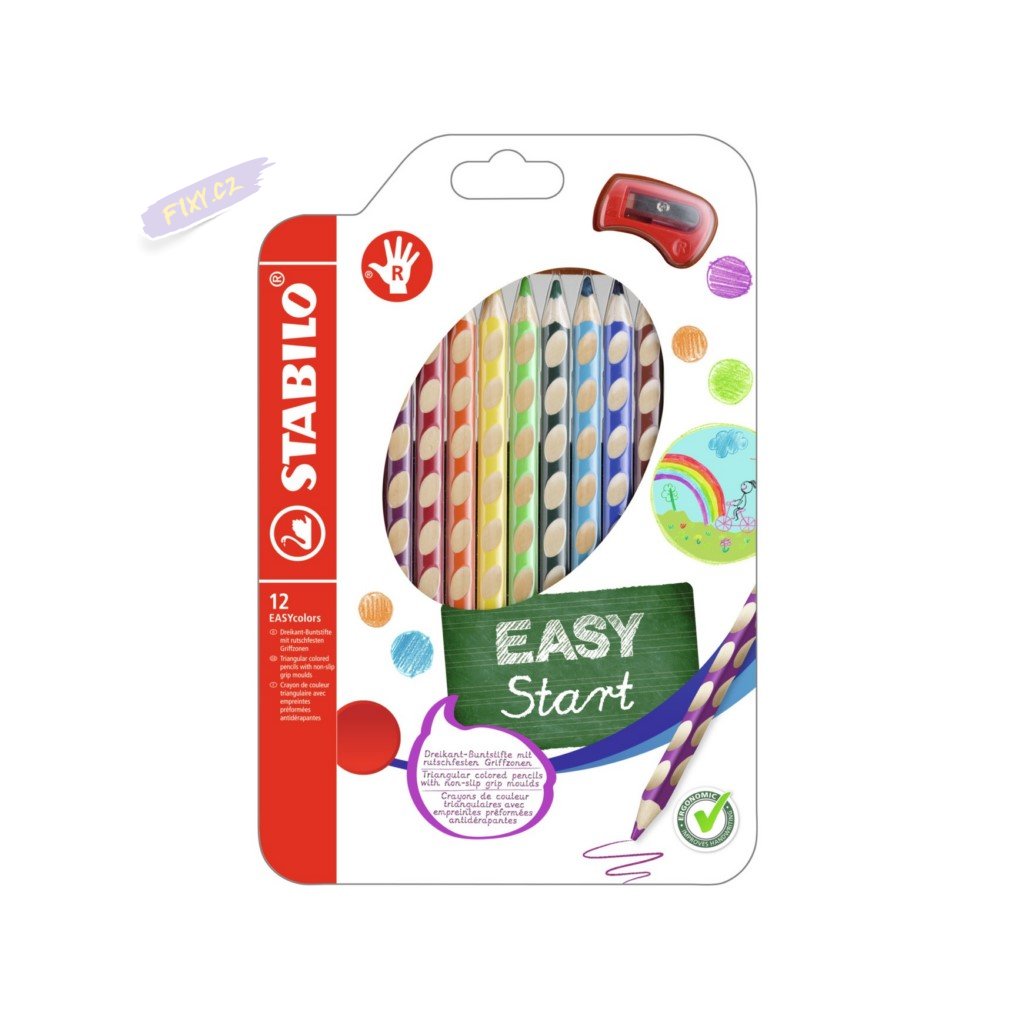 36441 pastelky stabilo easycolors 12ks pro pravaky s orezavatkem