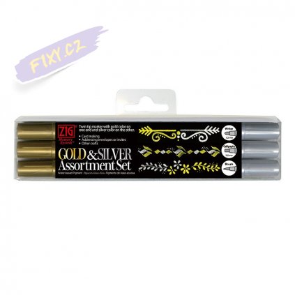 14523 3 kuretake zig memory system gold and silver 3ks