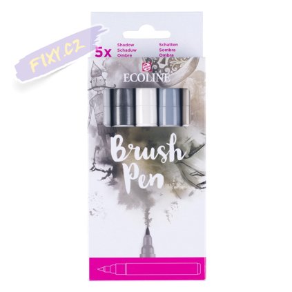 Akvarelový ECOLINE Brush Pen, 5ks šedé