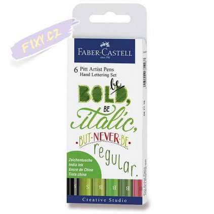 16611 3 faber castell pitt artist pen lettering set 6ks zelene