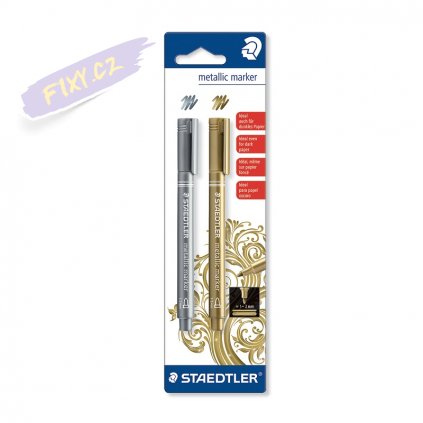19659 6 metalicky popisovac staedtler zlaty a stribrny