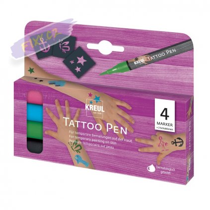 21093 2 tetovaci popisovac kreul tattoo pen sada 4ks pro deti