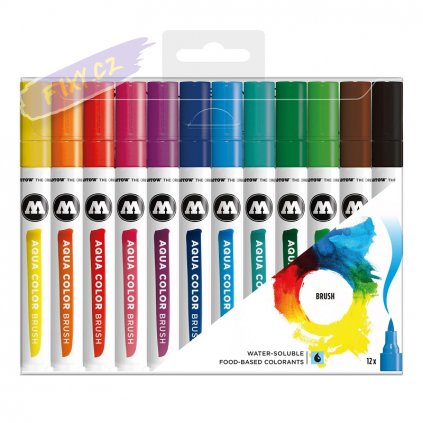 22083 4 molotow akvarelovy aqua color brush 12ks zakladni a