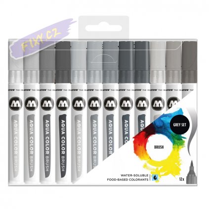 22089 4 molotow akvarelovy aqua color brush 12ks sede