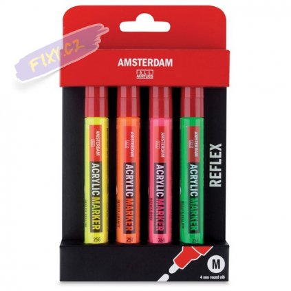 23796 2 amsterdam acrylic marker 4mm 4ks reflexni