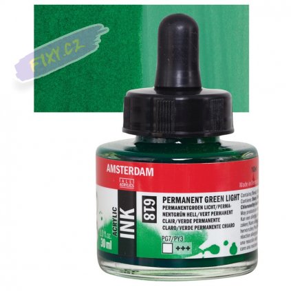 24186 4 amsterdam acrylic ink 30ml 618 permanent green light