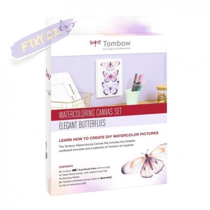 27114 3 tombow watercoloring canvas set 8ks elegant butterflies