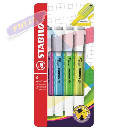 Zvýrazňovač STABILO swing cool, 4ks