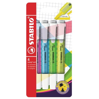 Zvýrazňovače STABILO swing cool, 4 ks