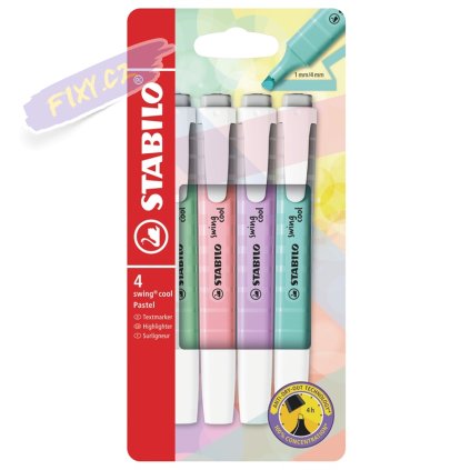 Zvýrazňovač STABILO swing cool Pastel, 4ks "A"