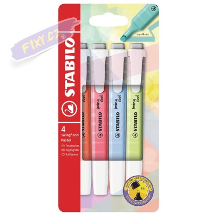 Zvýrazňovač STABILO swing cool Pastel, 4ks "B"
