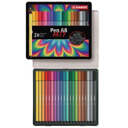 Fixy STABILO Pen 68, 20 ks ARTY v kovové krabičce