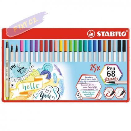 29037 1 fix stabilo pen 68 brush 25ks v kovove krabicce