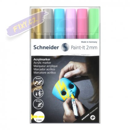 30396 5 akrylovy popisovac schneider paint it 2mm 6ks kreativni