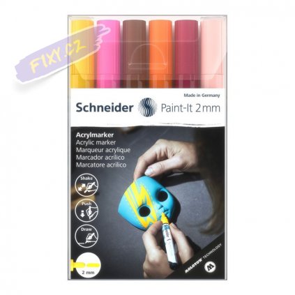 30399 5 akrylovy popisovac schneider paint it 2mm 6ks pletove