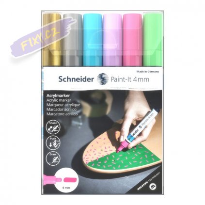 30405 5 akrylovy popisovac schneider paint it 4mm 6ks kreativni