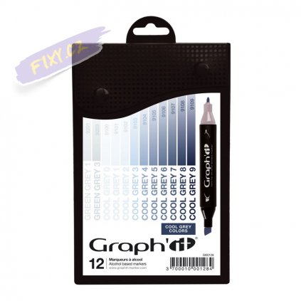 30918 3 graph it alkoholovy twin marker 12ks cool greys