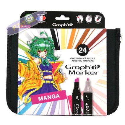 Lihové fixy GRAPH'IT oboustranné Fine & Chisel, 24ks Manga v penále