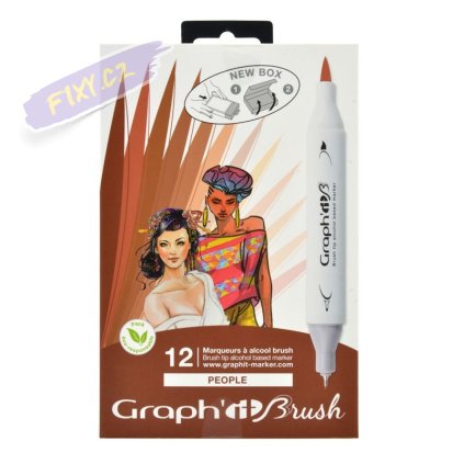 Lihové fixy GRAPH'IT oboustranné Brush & Chisel, 12ks People